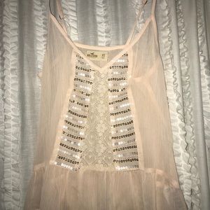 light pink tank with sequin and lace embezzlements
